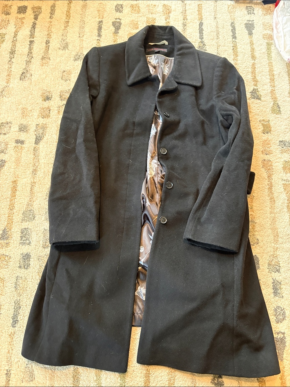 Women’s Via Spiga Classic Black Wool Pea Coat - Tailored Overcoat